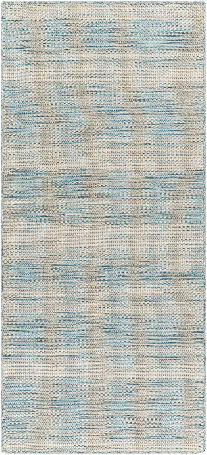 Kris	Contemporary Style Teal And Ivory Area Rug