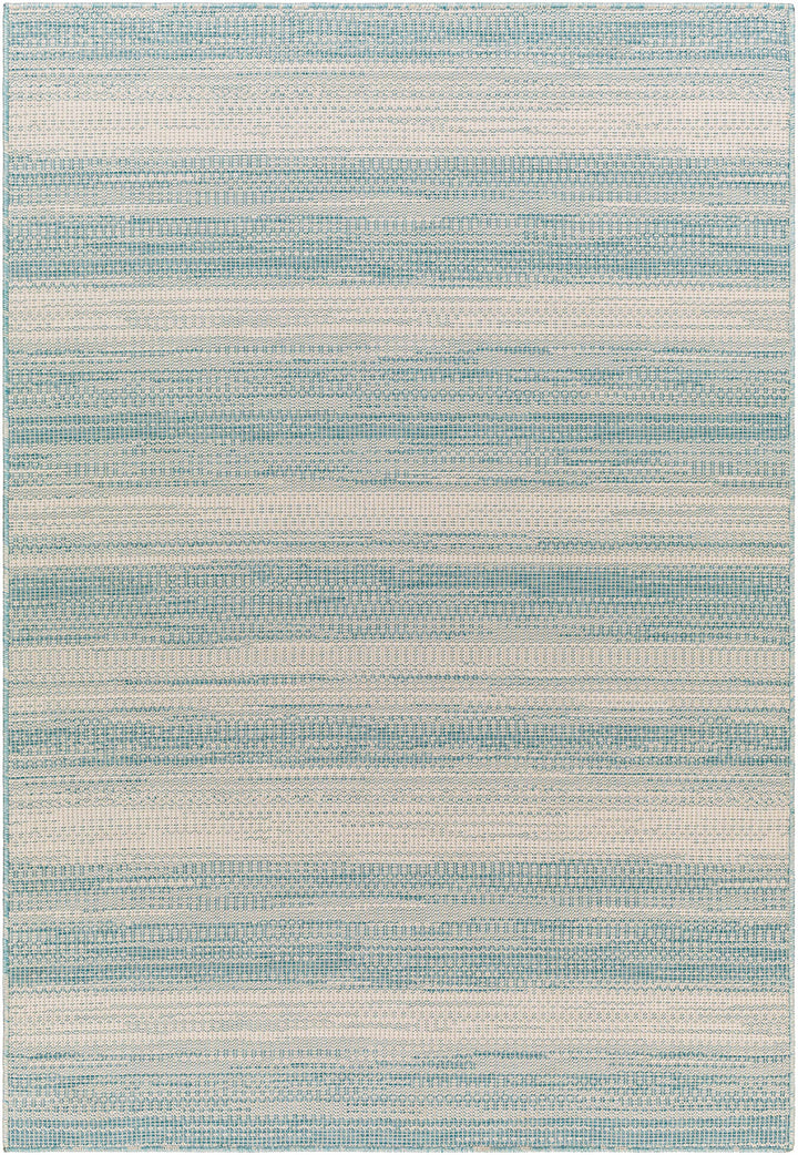 Kris	Contemporary Style Teal And Ivory Area Rug