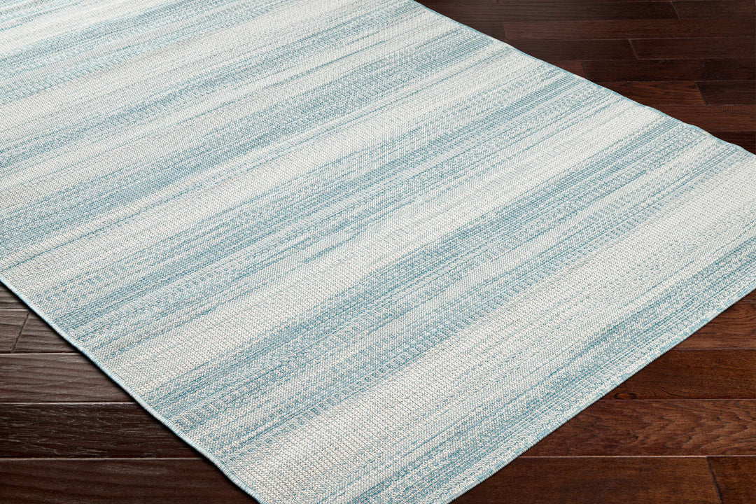 Kris	Contemporary Style Teal And Ivory Area Rug