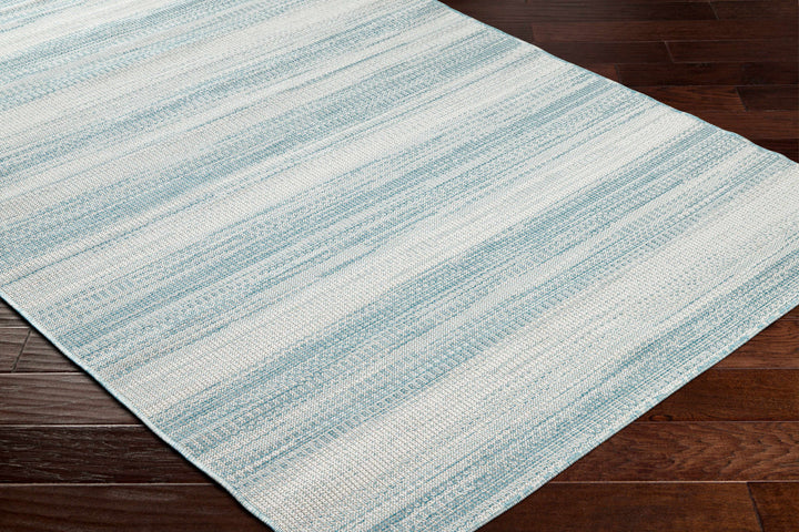 Kris	Contemporary Style Teal And Ivory Area Rug