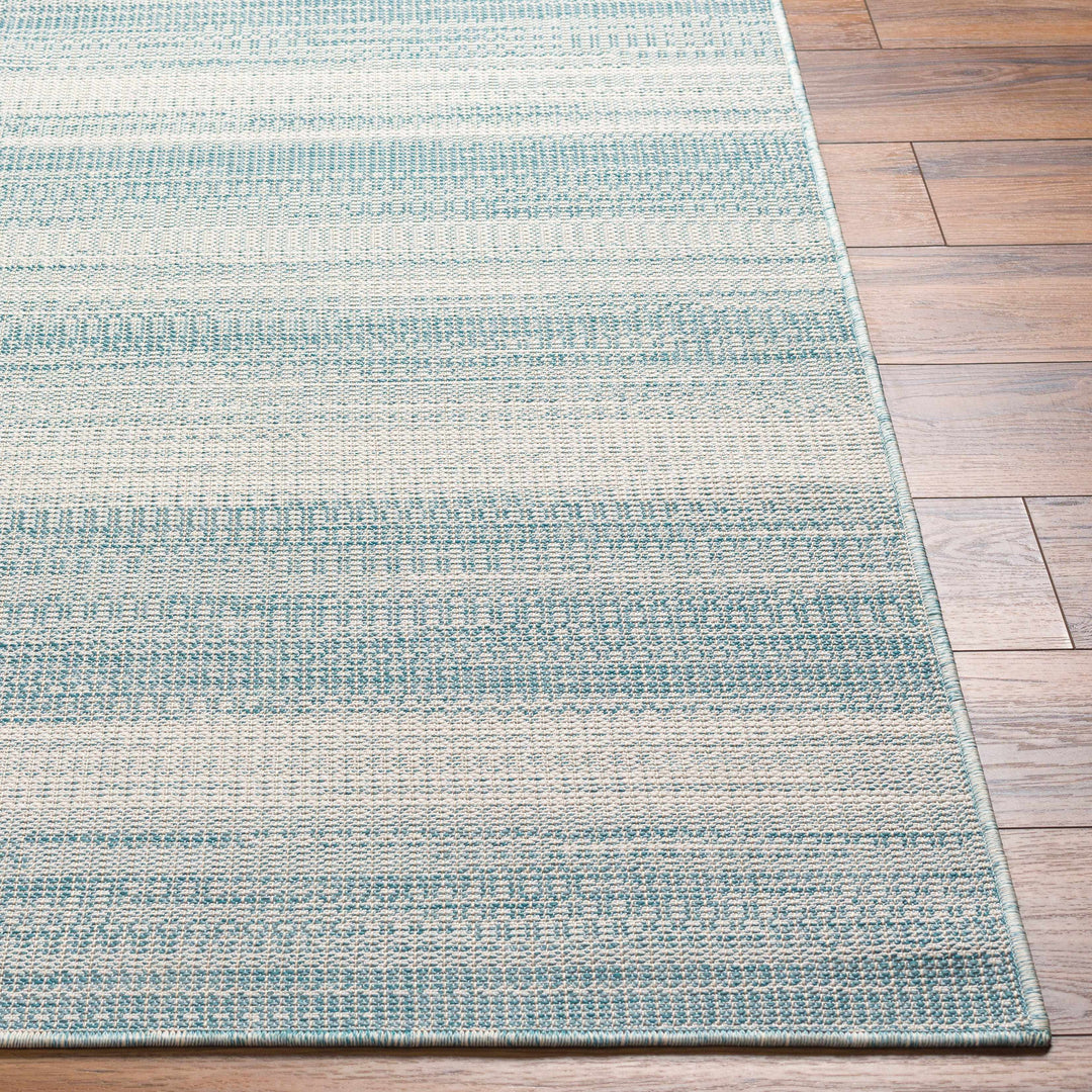 Kris	Contemporary Style Teal And Ivory Area Rug