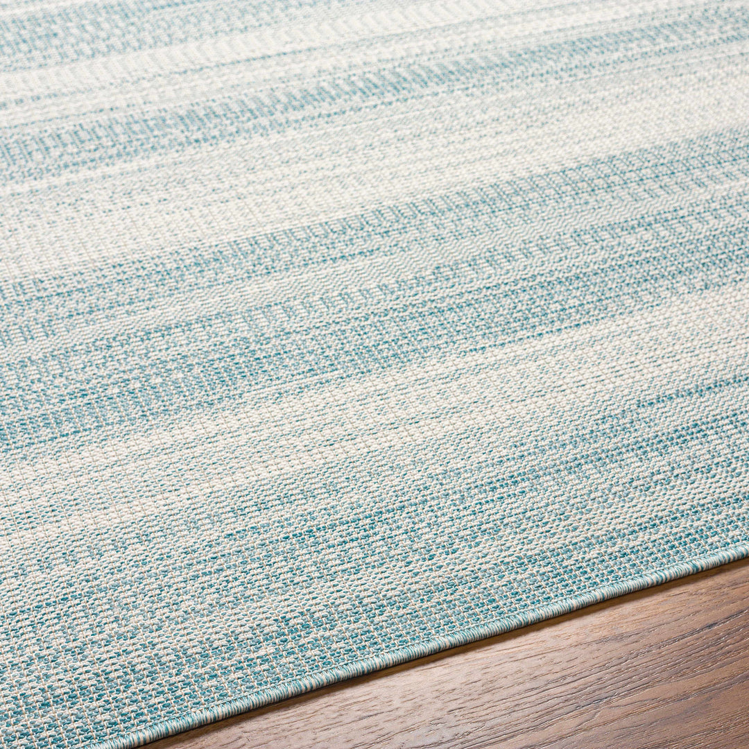 Kris	Contemporary Style Teal And Ivory Area Rug