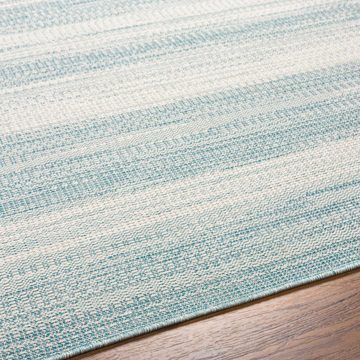Kris	Contemporary Style Teal And Ivory Area Rug