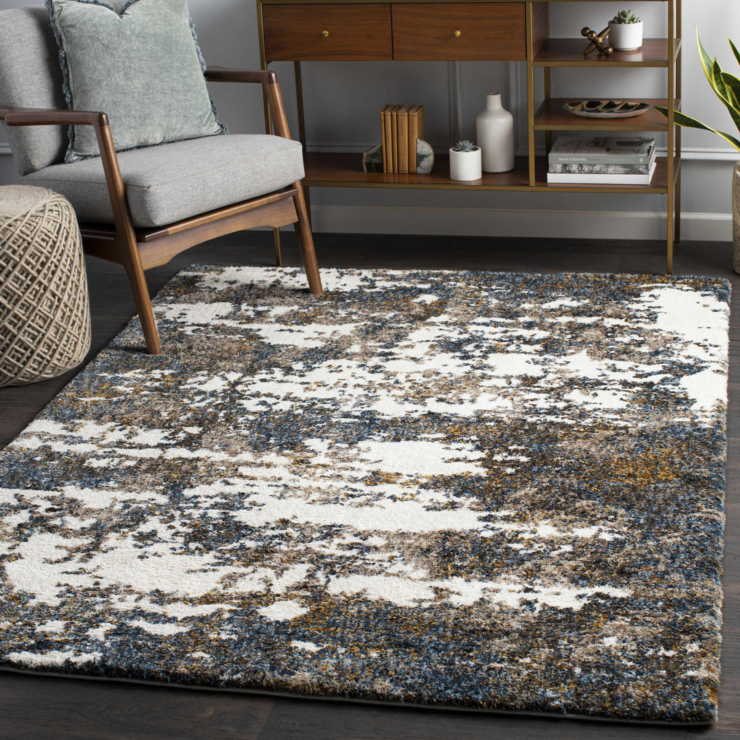 Lafontaine Modern Abstract Design Ivory And Brown Area Rug