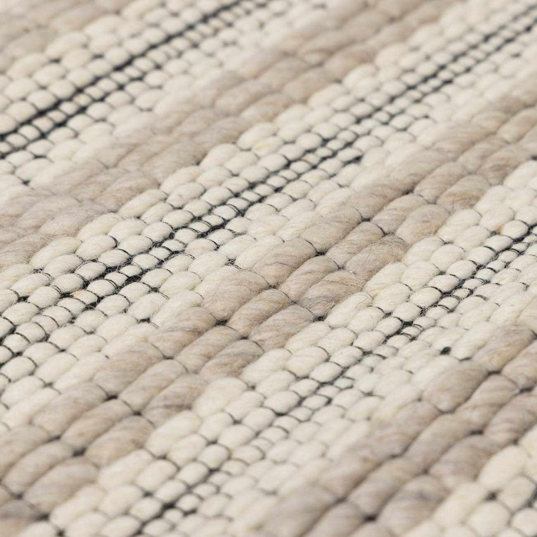 Laleh Modern Stripe Pattern Cream & Black Hand Woven Wool Rug - The Rug Decor