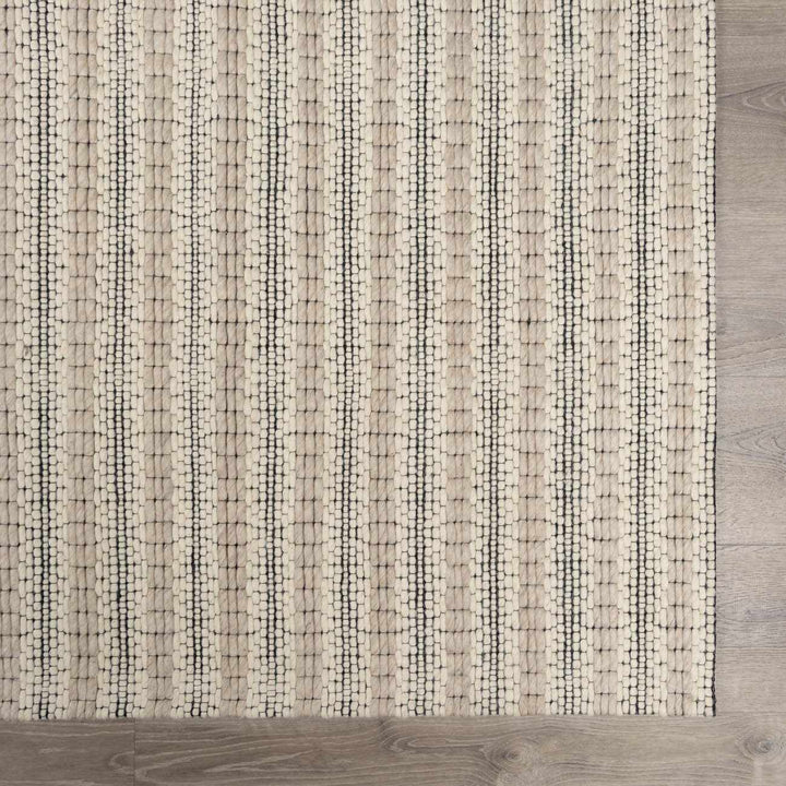 Laleh Modern Stripe Pattern Cream & Black Hand Woven Wool Rug - The Rug Decor