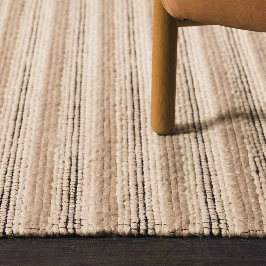 Laleh Modern Stripe Pattern Cream & Black Hand Woven Wool Rug - The Rug Decor