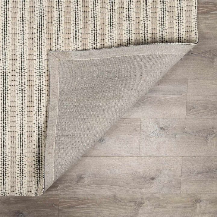 Laleh Modern Stripe Pattern Cream & Black Hand Woven Wool Rug - The Rug Decor
