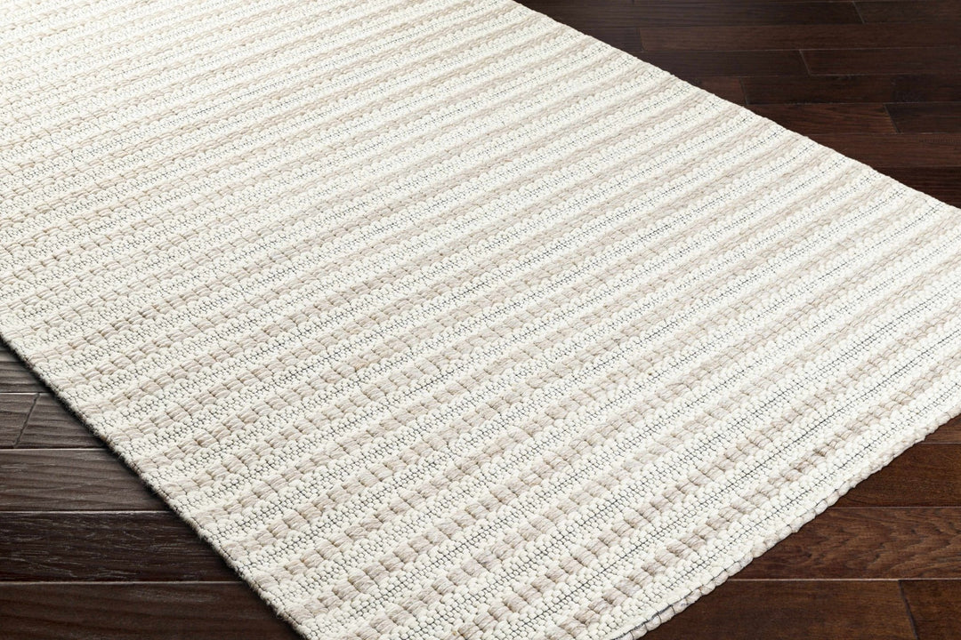 Laleh Modern Stripe Pattern Cream & Black Hand Woven Wool Rug - The Rug Decor