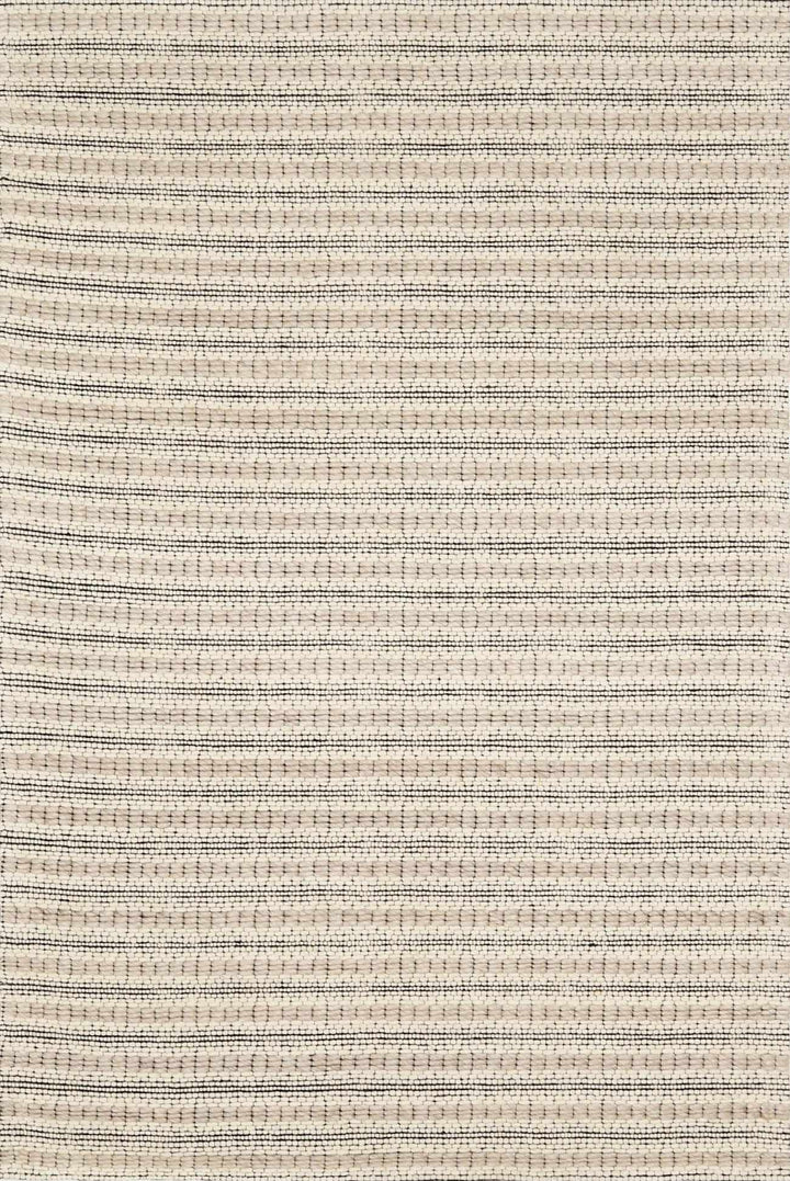 Laleh Modern Stripe Pattern Cream & Black Hand Woven Wool Rug - The Rug Decor