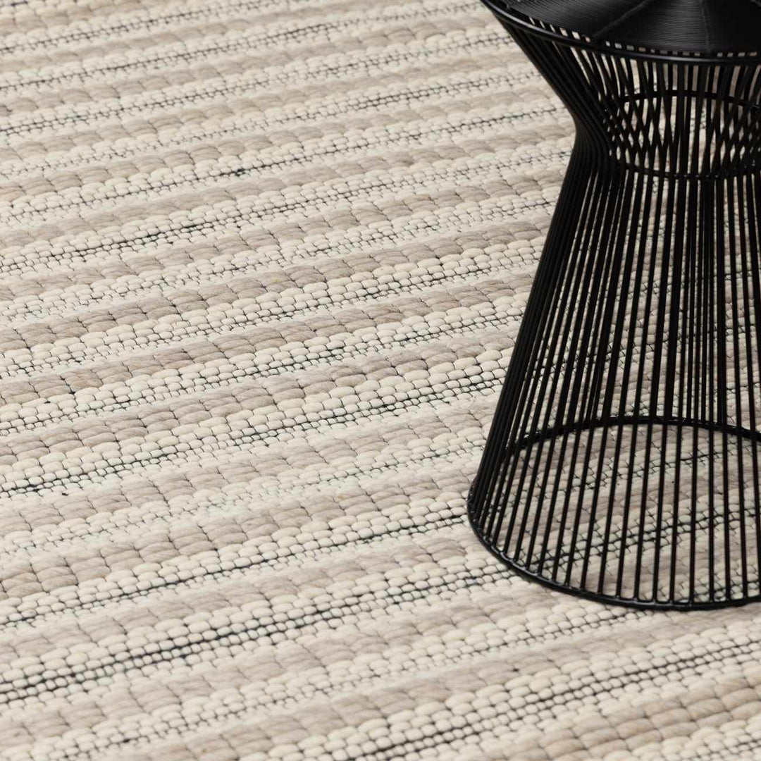 Laleh Modern Stripe Pattern Cream & Black Hand Woven Wool Rug - The Rug Decor