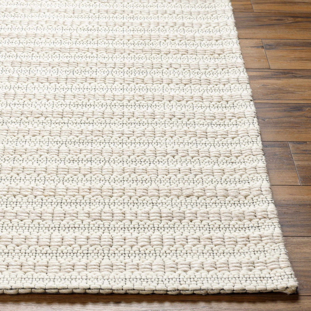 Laleh Modern Stripe Pattern Cream & Black Hand Woven Wool Rug - The Rug Decor