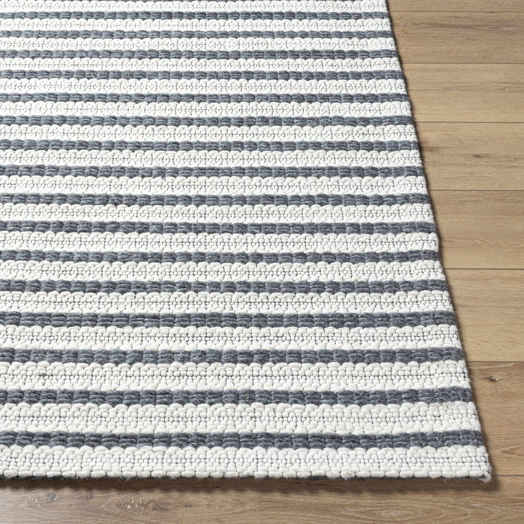Laleh Stripe Pattern Cream & Gray Hand Woven Wool Rug - The Rug Decor