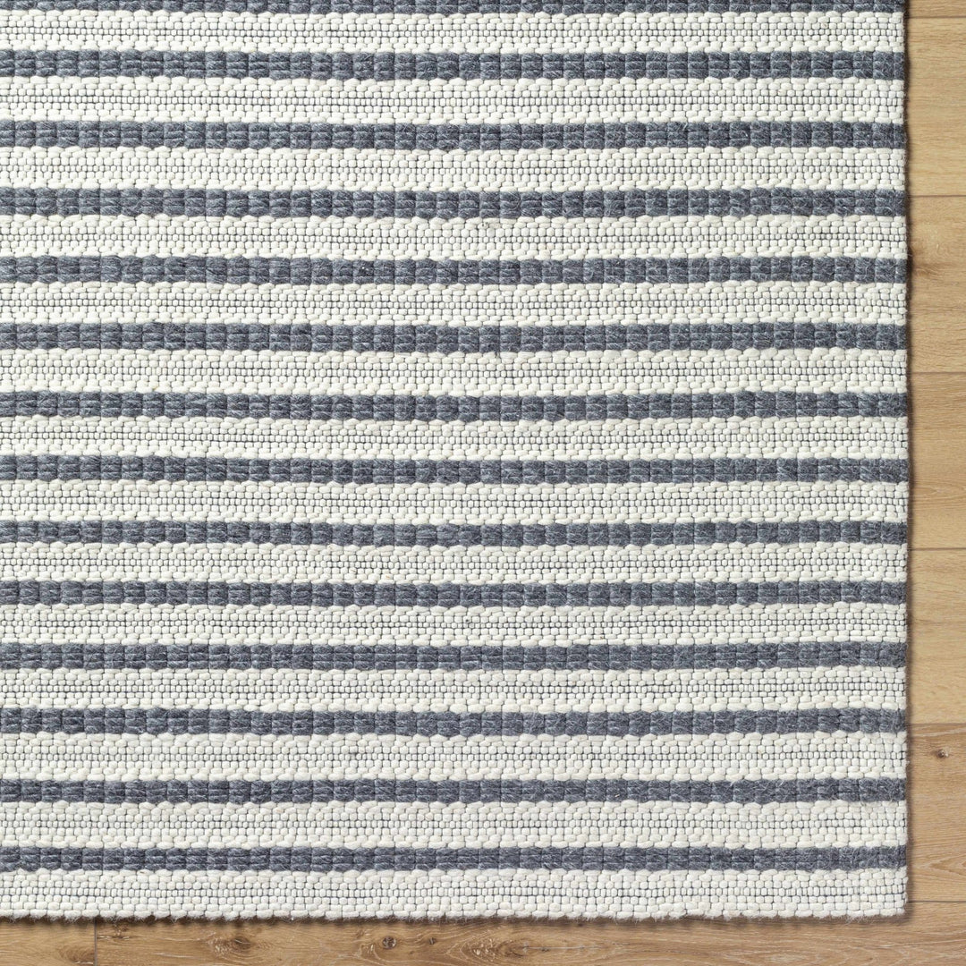 Laleh Stripe Pattern Cream & Gray Hand Woven Wool Rug - The Rug Decor