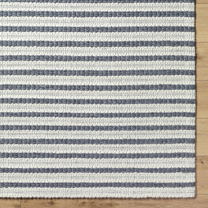 Laleh Stripe Pattern Cream & Gray Hand Woven Wool Rug - The Rug Decor