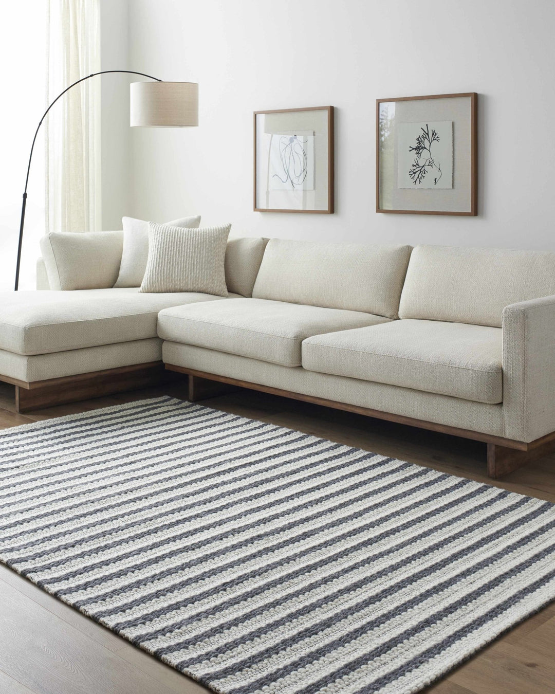 Laleh Stripe Pattern Cream & Gray Hand Woven Wool Rug - The Rug Decor