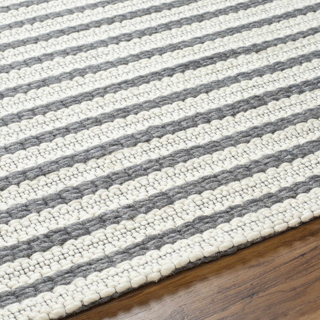 Laleh Stripe Pattern Cream & Gray Hand Woven Wool Rug - The Rug Decor