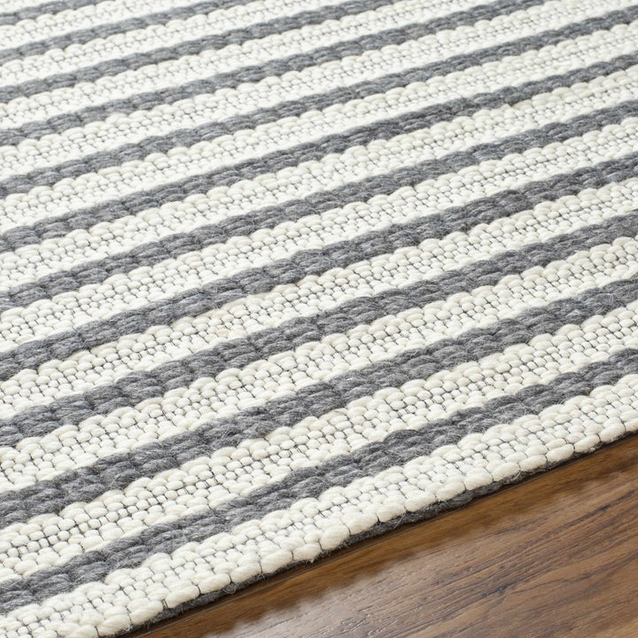 Laleh Stripe Pattern Cream & Gray Hand Woven Wool Rug - The Rug Decor