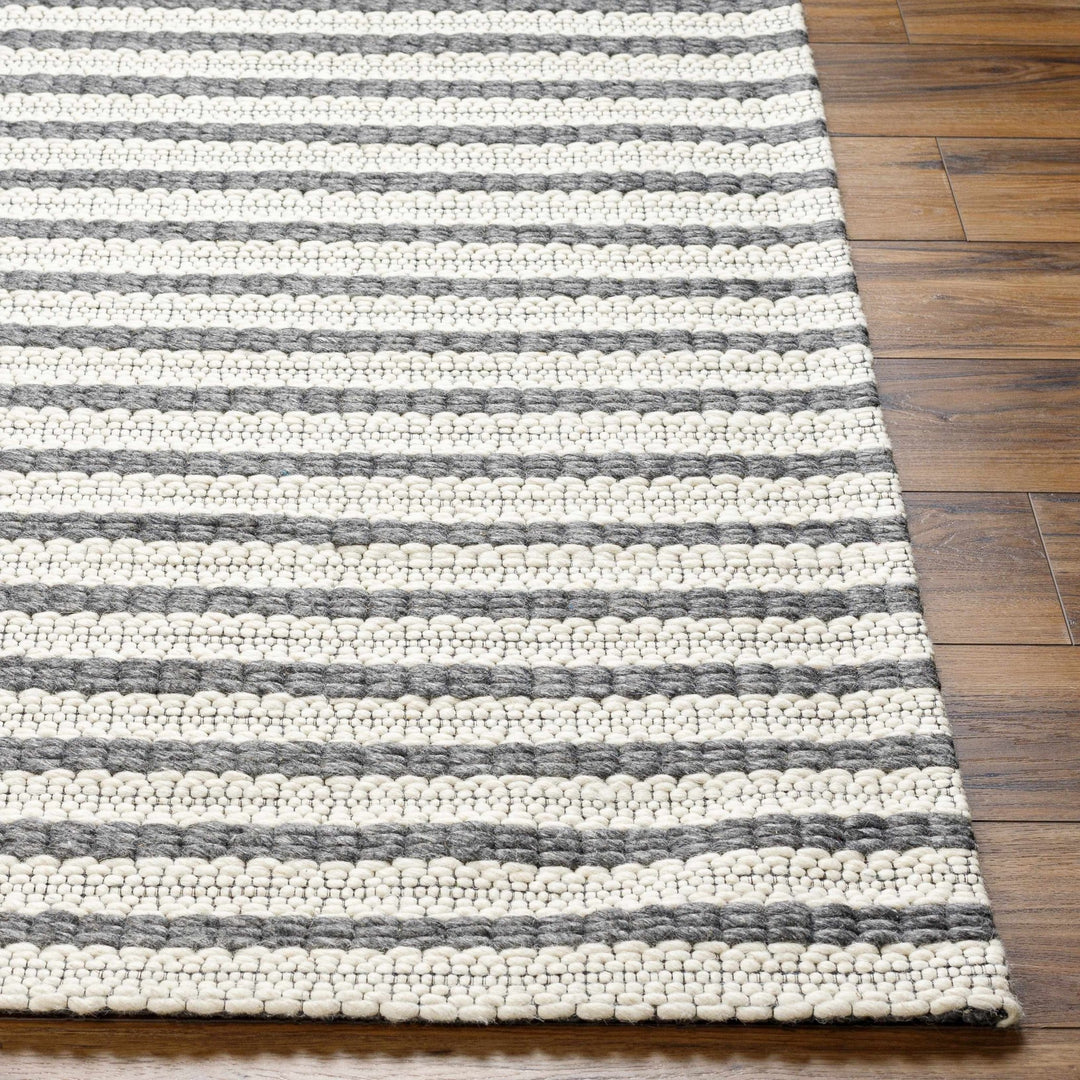 Laleh Stripe Pattern Cream & Gray Hand Woven Wool Rug - The Rug Decor