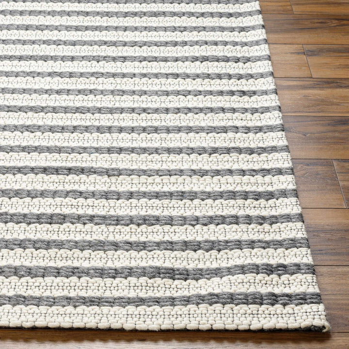 Laleh Stripe Pattern Cream & Gray Hand Woven Wool Rug - The Rug Decor