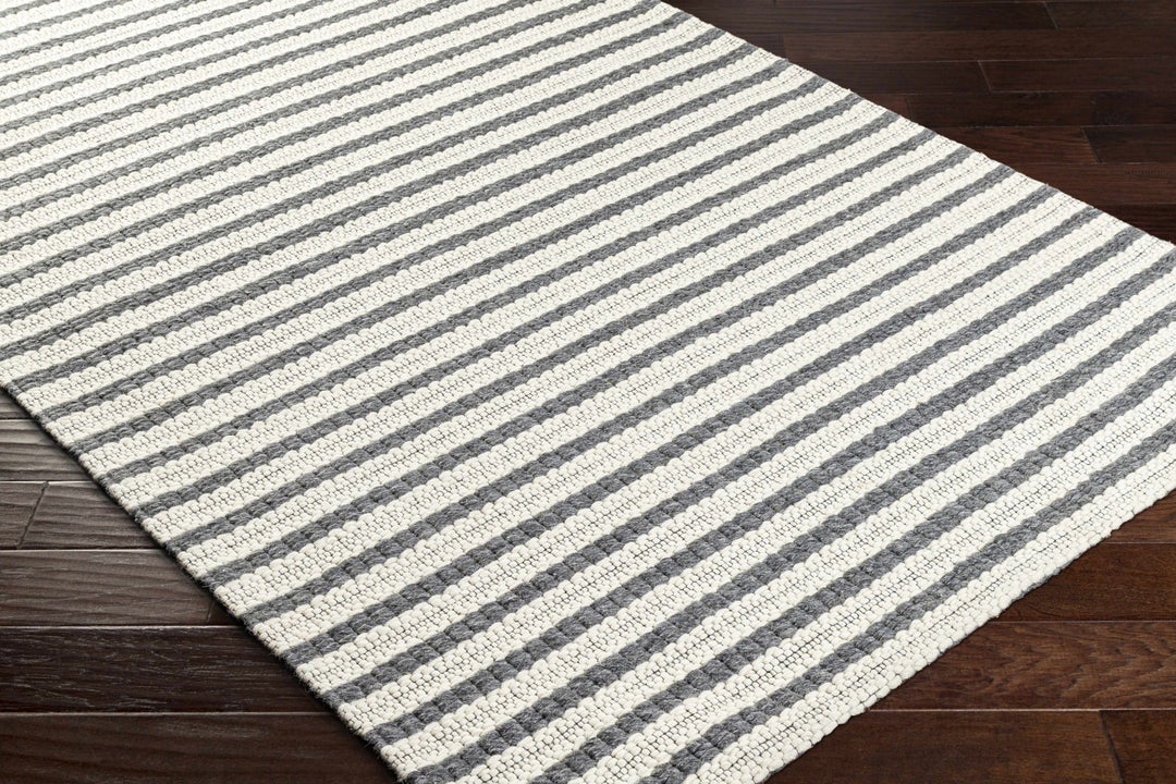 Laleh Stripe Pattern Cream & Gray Hand Woven Wool Rug - The Rug Decor
