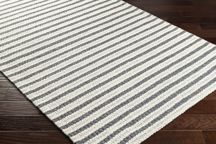Laleh Stripe Pattern Cream & Gray Hand Woven Wool Rug - The Rug Decor