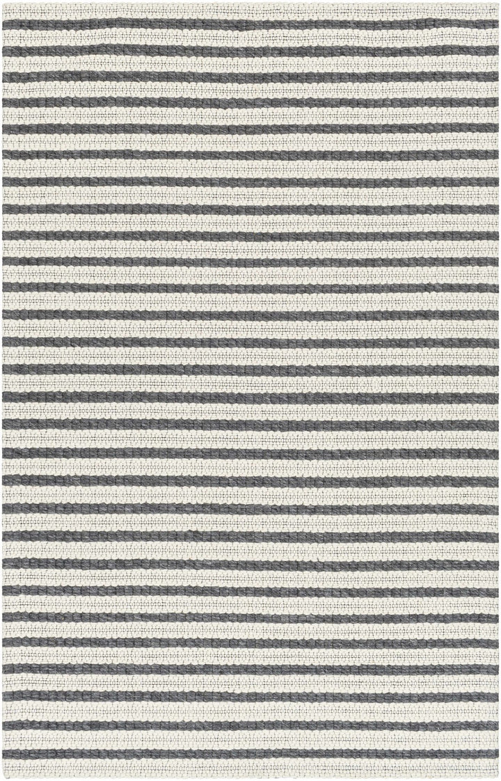 Laleh Stripe Pattern Cream & Gray Hand Woven Wool Rug - The Rug Decor