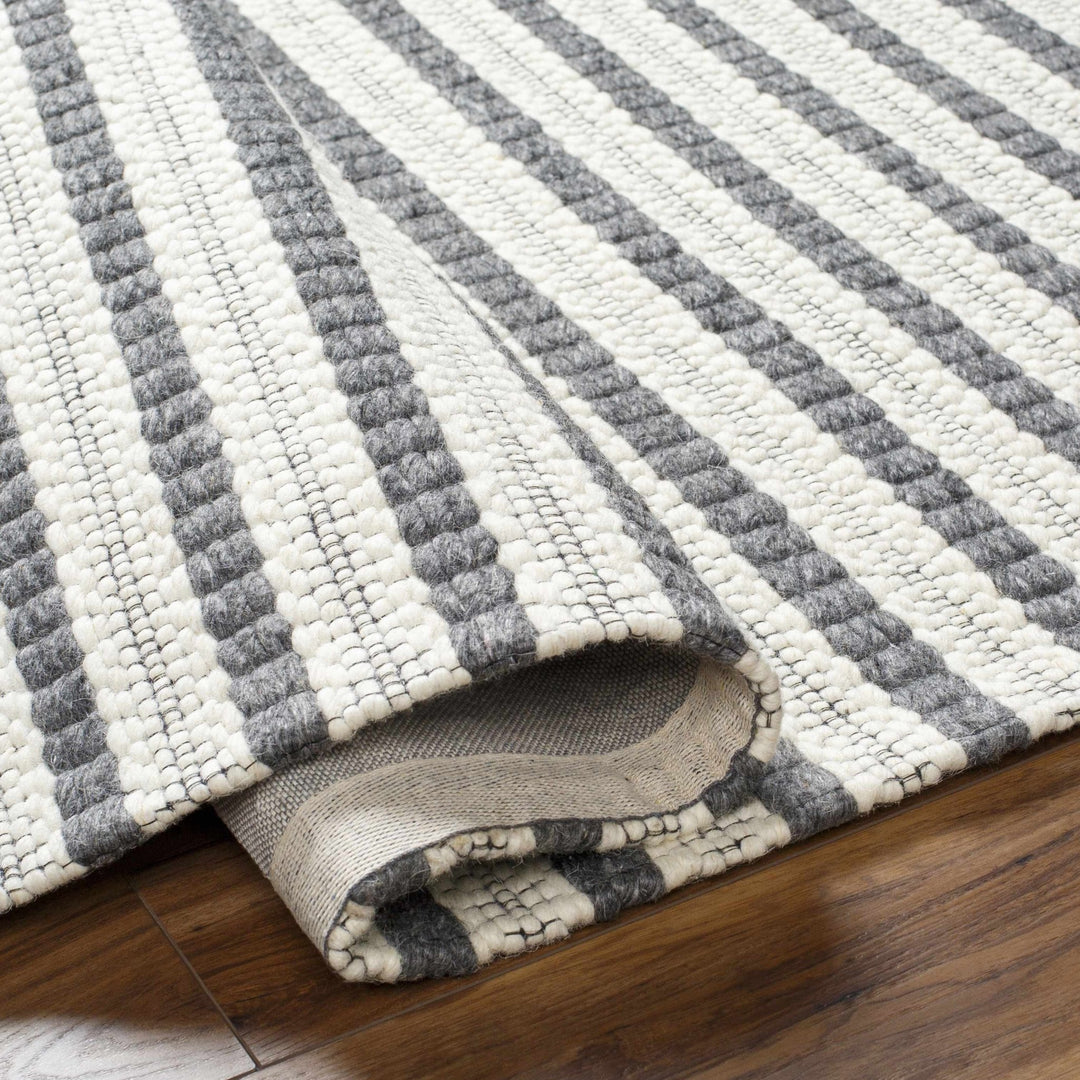 Laleh Stripe Pattern Cream & Gray Hand Woven Wool Rug - The Rug Decor