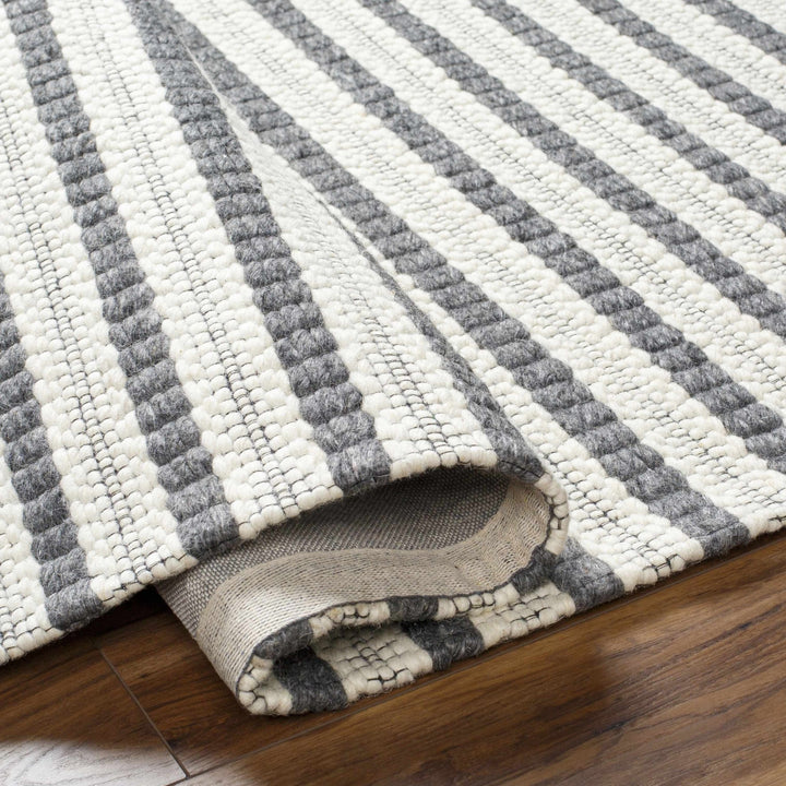 Laleh Stripe Pattern Cream & Gray Hand Woven Wool Rug - The Rug Decor