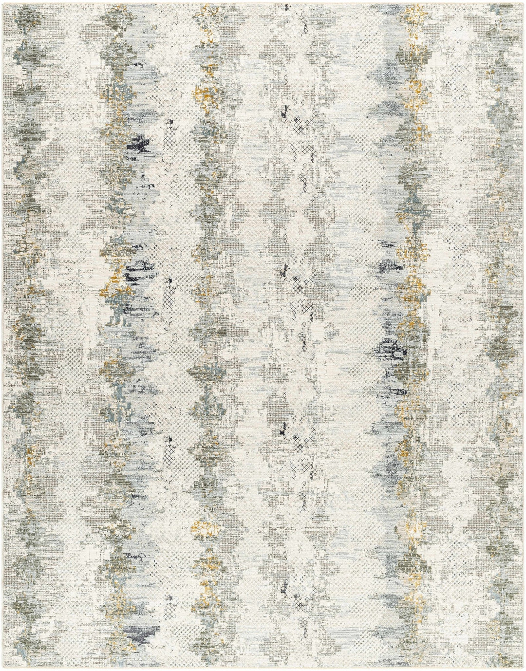 Lalo Modern Abstract Design Ivory And Green Rug with Fringes - The Rug Decor