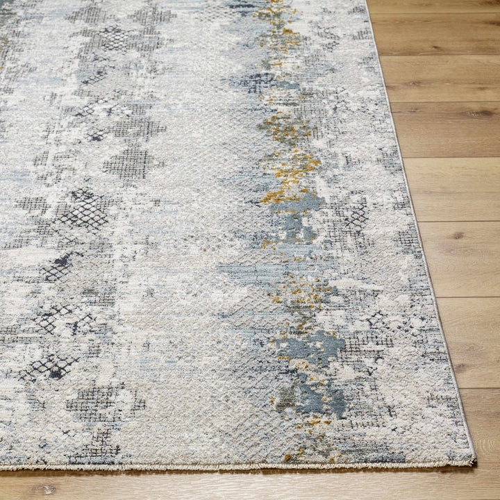 Lalo Modern Abstract Design Ivory And Green Rug with Fringes - The Rug Decor