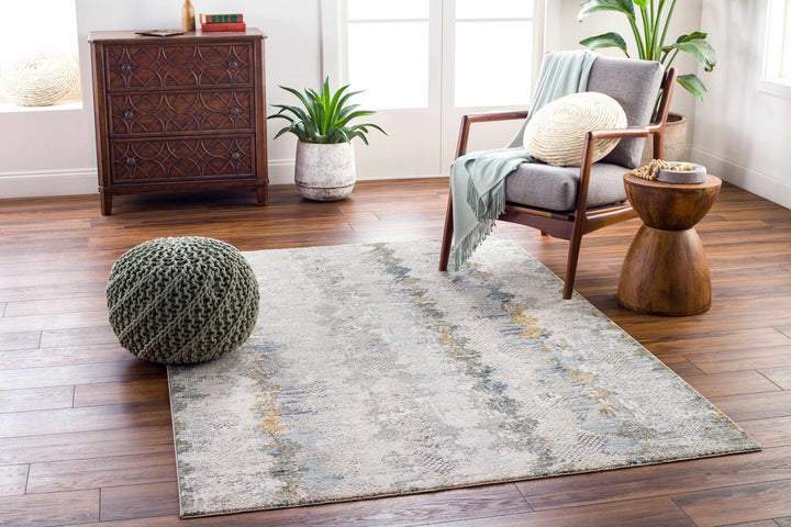 Lalo Modern Abstract Design Ivory And Green Rug with Fringes - The Rug Decor