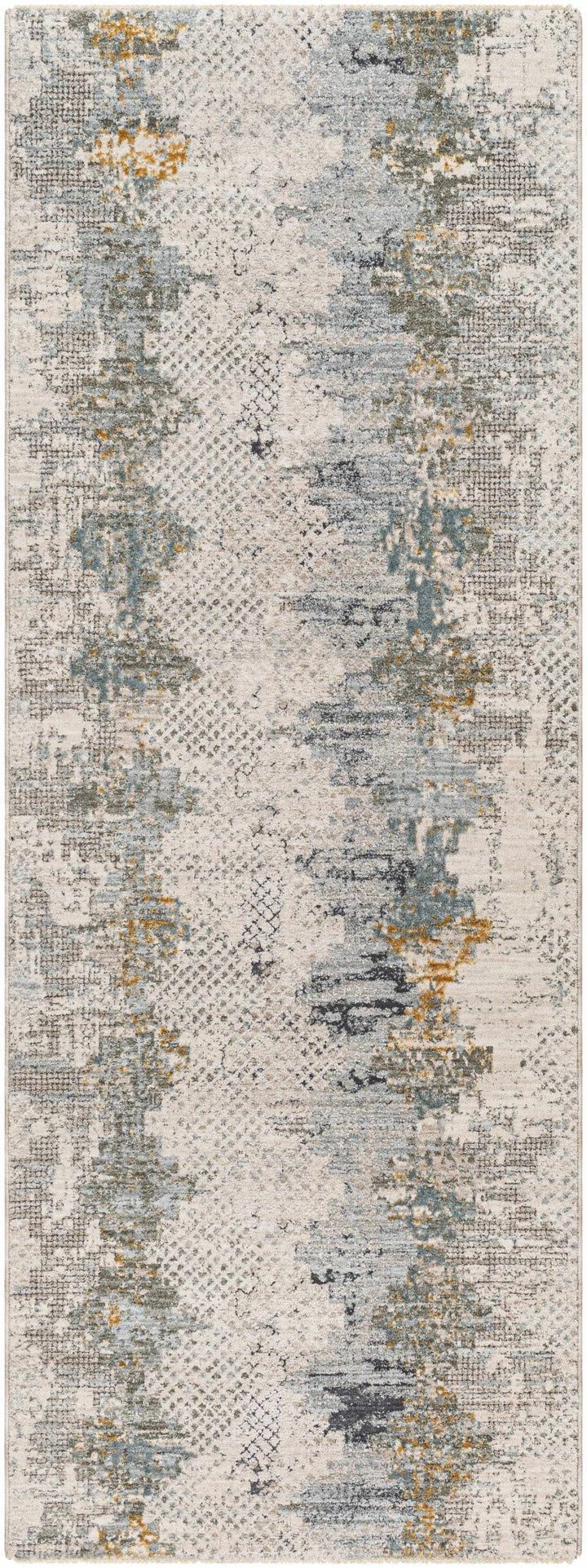 Lalo Modern Abstract Design Ivory And Green Rug with Fringes - The Rug Decor