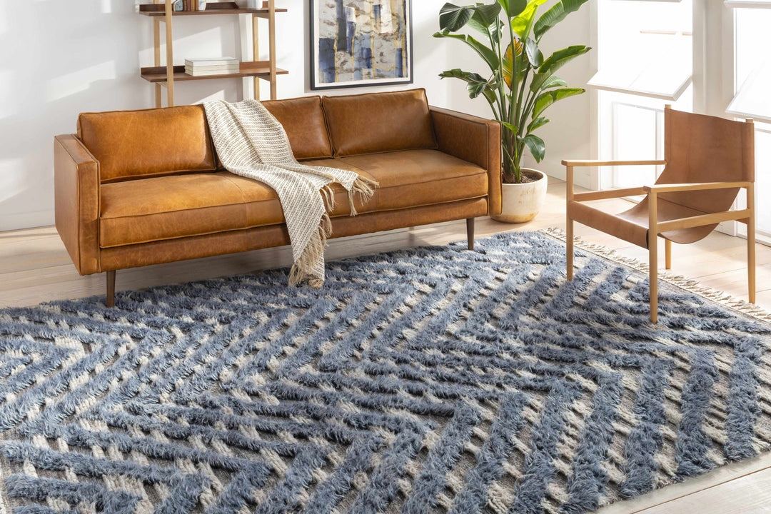 Lambsburg Blue And Gray Modern Style Hand Knotted Area Rug