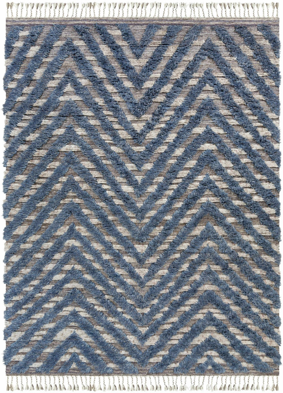 Lambsburg Blue And Gray Modern Style Hand Knotted Area Rug - The Rug Decor