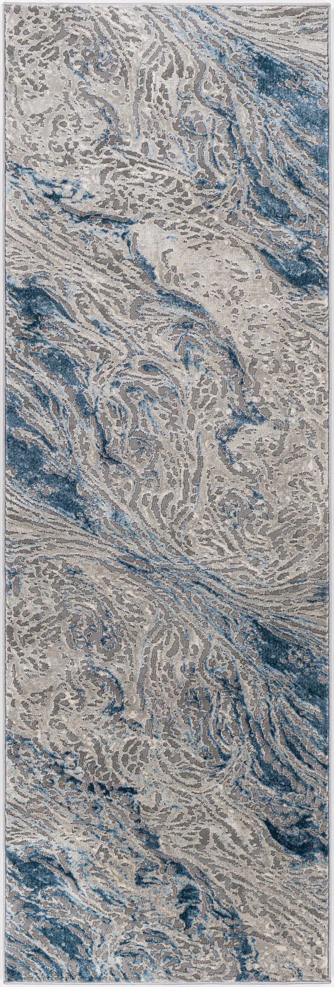 Lambton Modern Abstract Design Gray And Blue Area Rug