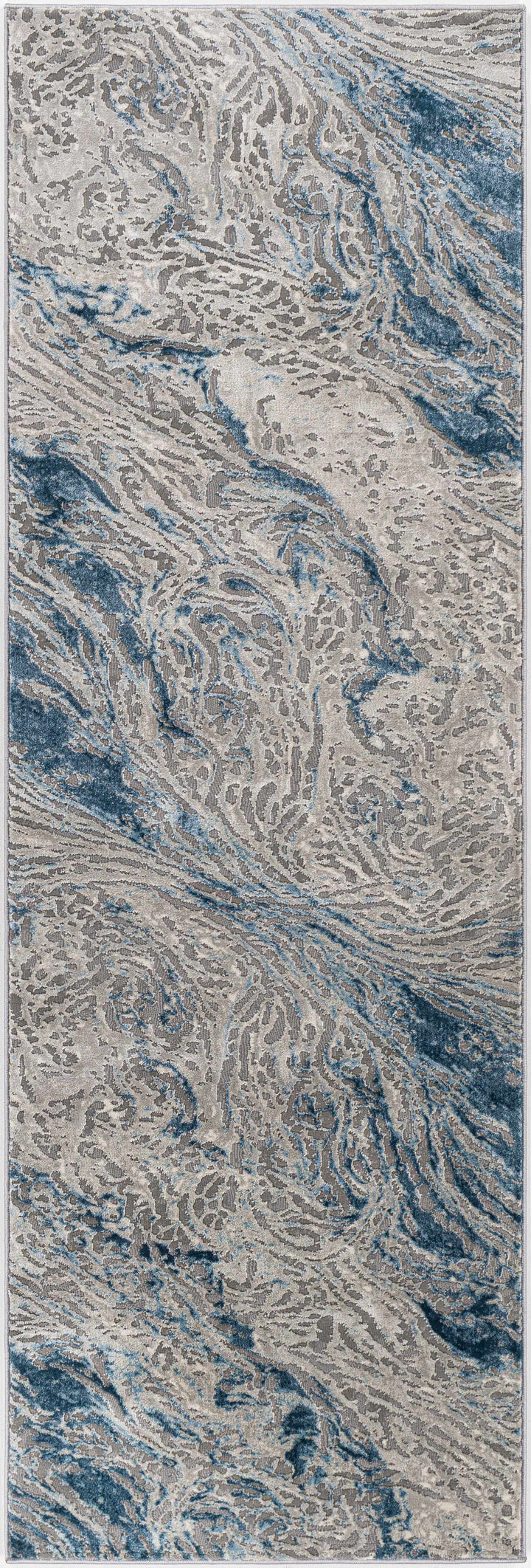 Lambton Modern Abstract Design Gray And Blue Area Rug