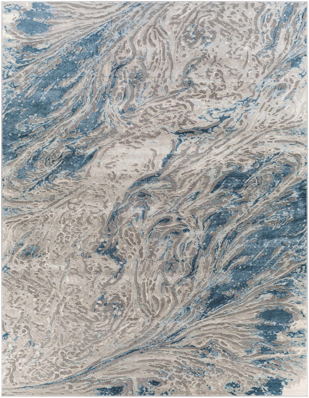 Lambton Modern Abstract Design Gray And Blue Area Rug