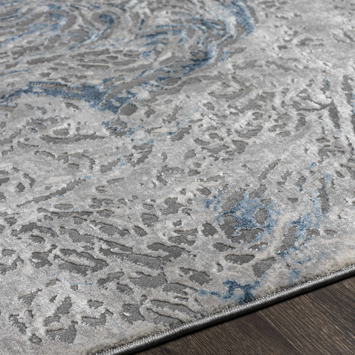 Lambton Modern Abstract Design Gray And Blue Area Rug