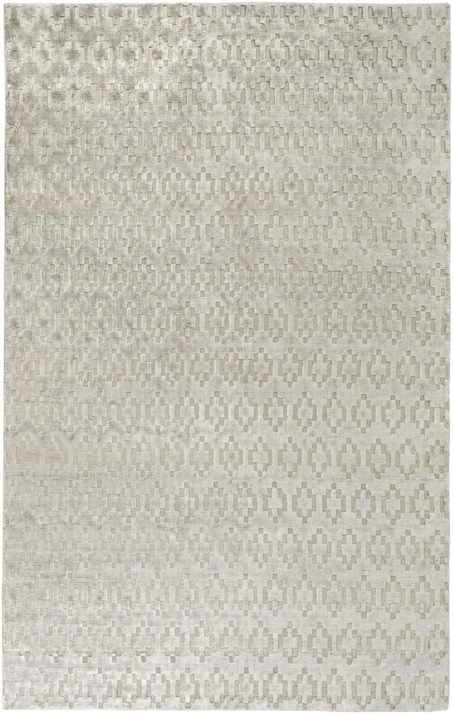 Lamoni Contemporary Geometrical Gray And Silver Viscose Rug - The Rug Decor