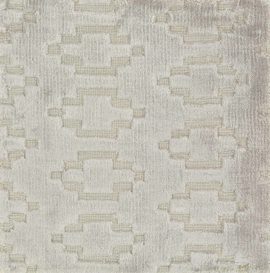 Lamoni Contemporary Geometrical Gray And Silver Viscose Rug - The Rug Decor