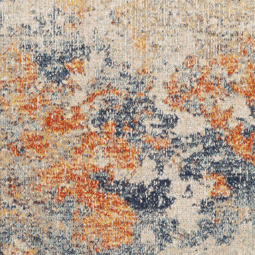 Landen Contemporary Abstract Camel And Blue Rug - The Rug Decor