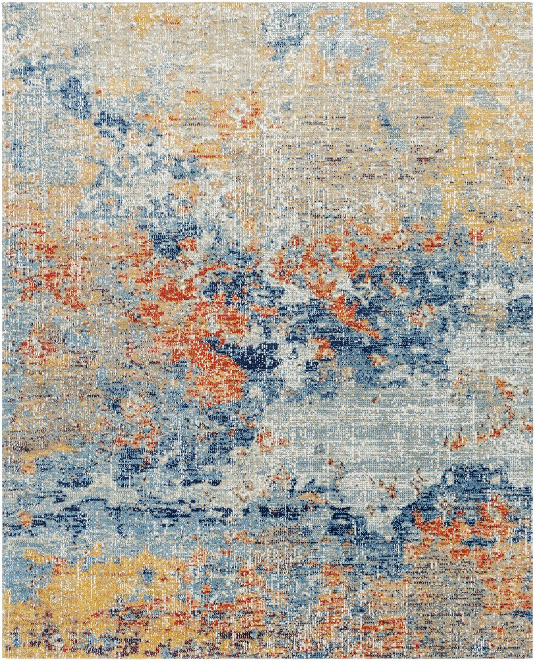Landen Contemporary Abstract Camel And Blue Rug - The Rug Decor
