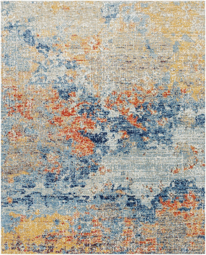 Landen Contemporary Abstract Camel And Blue Rug - The Rug Decor