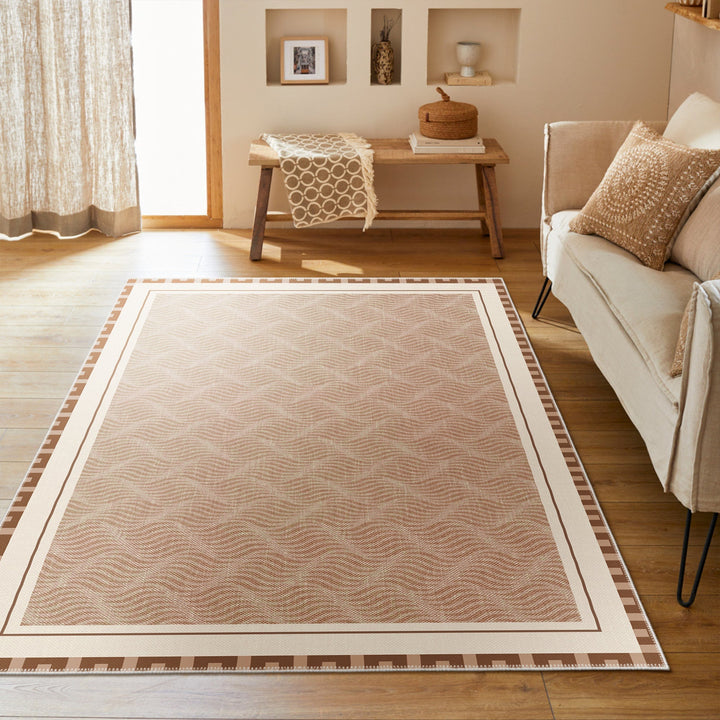 Lantern Design Beige Machine Washable Cotton Area Rug - The Rug Decor