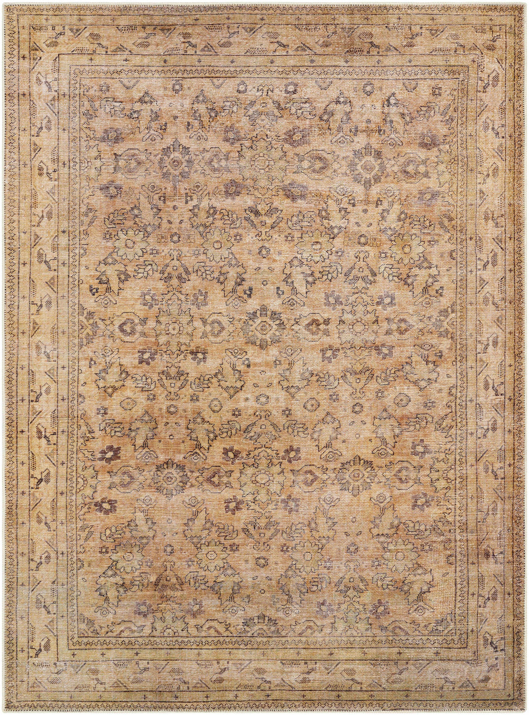Lapining Washable Traditional Beige And Brown Area Rug