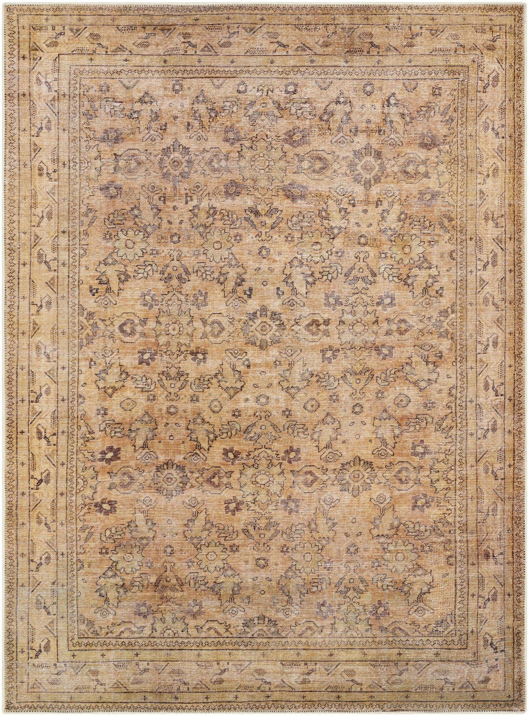 Lapining Washable Traditional Beige And Brown Area Rug - The Rug Decor