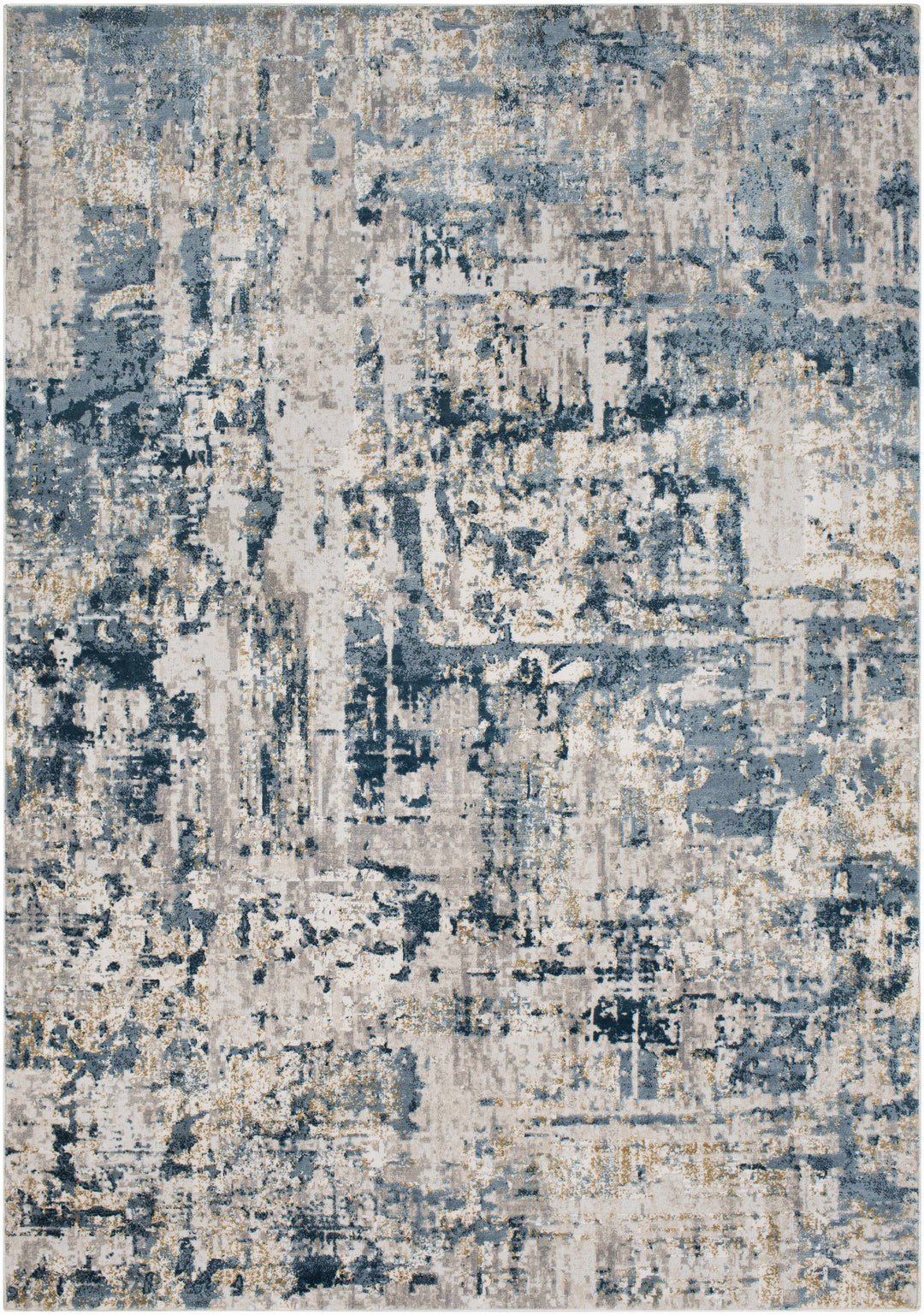 Larne Modern Abstract Design Ivory And Blue Area Rug