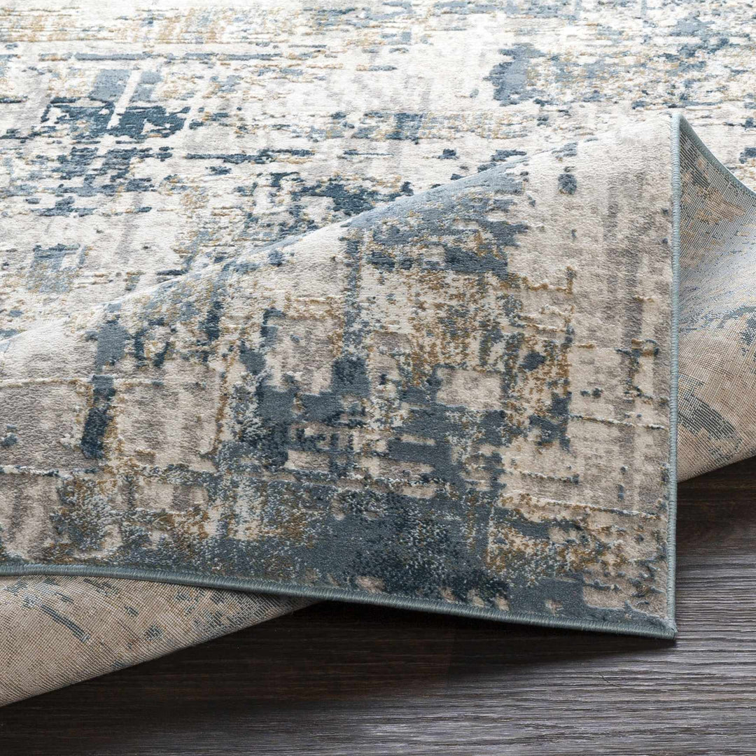 Larne Modern Abstract Design Ivory And Blue Area Rug