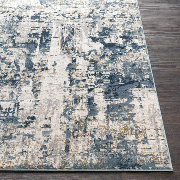 Larne Modern Abstract Design Ivory And Blue Area Rug